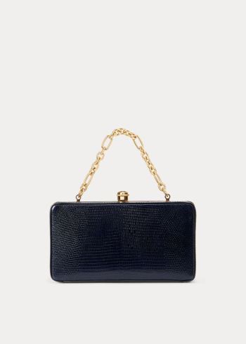 Ralph Lauren Faux-Lizard Minaudière Tmavě Blankyt | tgD6vdXT
