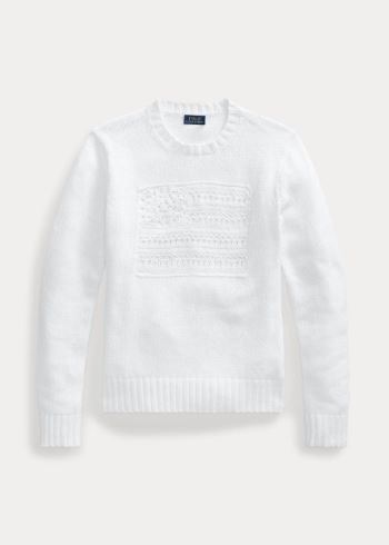 Ralph Lauren Flag Eyelet Svetrové Bílé | 9g1iOZmK
