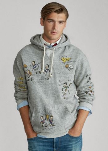 Ralph Lauren Fleece Graphic Hoodie Šedé | SLoeM2FR