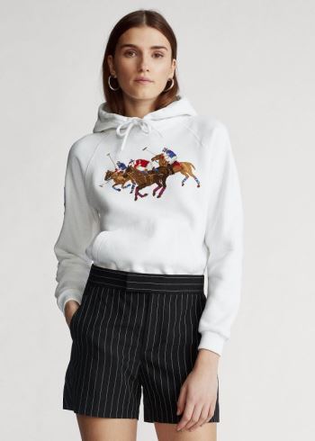 Ralph Lauren Fleece Hoodie Bílé | xjzkiIsd
