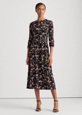 Ralph Lauren Floral Balloon-Sleeve Šaty Černé Růžové Viacfarebný | KcYqI36i