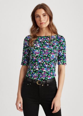 Ralph Lauren Floral Bavlněné-Blend Top Černé Viacfarebný | Qz1698FH
