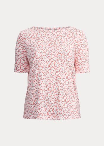 Ralph Lauren Floral Bavlněné-Blend Top Červené Viacfarebný | zpDFssuP