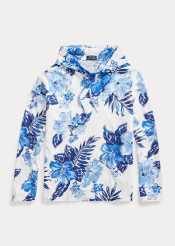 Ralph Lauren Floral Bavlněné S Kapucí T-Shirt Červené | b95xIqLB