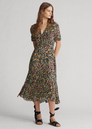 Ralph Lauren Floral Krátké-Sleeve Šaty Viacfarebný | TpKbUJ1X