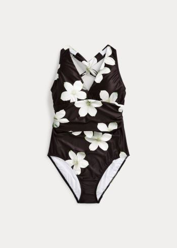 Ralph Lauren Floral Plunge One-Piece Černé Bílé | HVsN553l