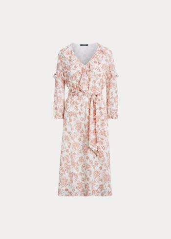 Ralph Lauren Floral Ruffled Šaty Krém Viacfarebný | IYzZdiV8
