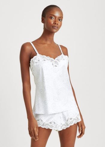 Ralph Lauren Floral Satin Pajama Krátké Set Bílé | oTzlMgZr
