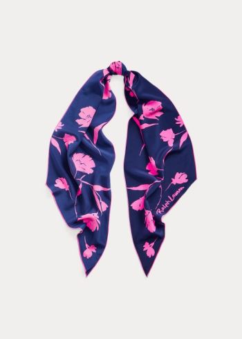 Ralph Lauren Floral Silk Hair Bow Tmavě Blankyt Růžové | KssOPs5p