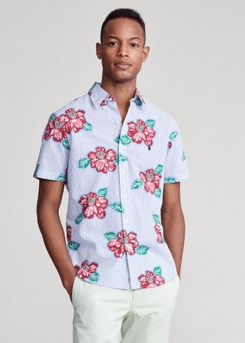Ralph Lauren Floral Stripe Seersucker Shirt Červené Proužek | d8jKr9Xg