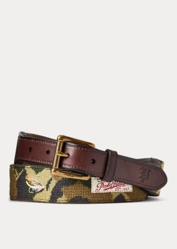 Ralph Lauren Fly-Fishing Needlepoint Belt Maskáčové Hnědé | TRSXMKKe
