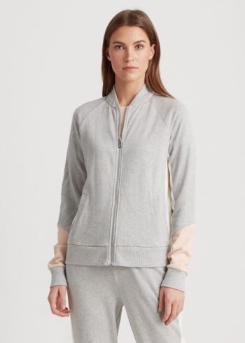 Ralph Lauren French Terry Bavlněné Jacket Šedé Růžové Krém | YKcMfEsg
