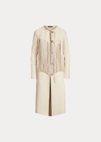 Ralph Lauren Fringe Lambskin Coat Krém | IZdFLzby