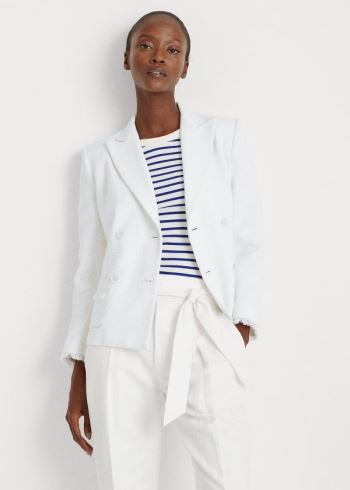 Ralph Lauren Fringe-Trim Bavlněné Jacket Bílé | oLmDl4Ak