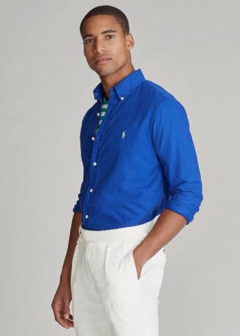 Ralph Lauren Garment-Dyed Oxford Shirt Královská Modrá Blankyt | LllRKjMM