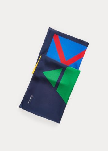 Ralph Lauren Geometric Silk Scarf Tmavě Blankyt Červené Zelene Žluté | JmeqrEy8