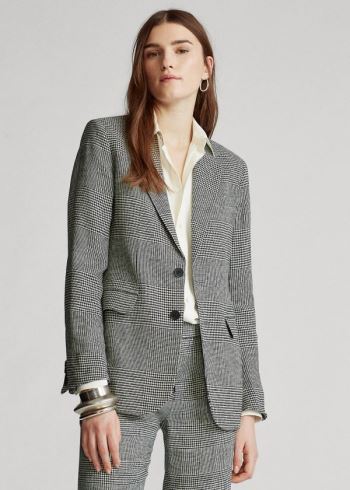 Ralph Lauren Glen Plaid Linen Blazer Krém Šedé Viacfarebný | EncGDuF5