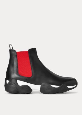 Ralph Lauren Gradey Calfskin Boot Černé Červené | lEZha1ao