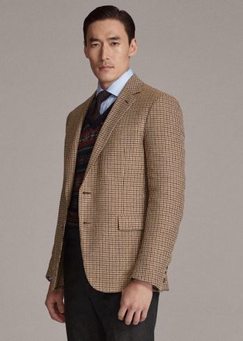 Ralph Lauren Gregory Checked Sportovní Coat Hnědé Krém | 7aJGjPt9