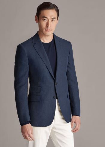 Ralph Lauren Gregory Linen Sportovní Coat Tmavě Tmavě Blankyt | PpsKxO4v