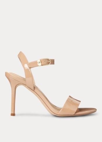 Ralph Lauren Gwen Lakovaná Læder Sandal Hnědožlutý | F8rYAIeb
