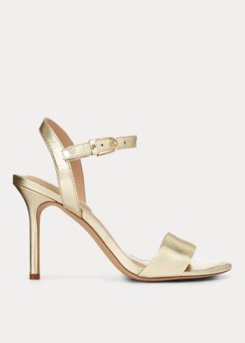 Ralph Lauren Gwen Læder Sandal Zlaté | xkaz1ZAa