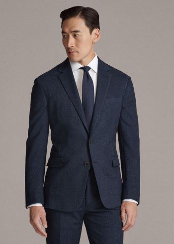 Ralph Lauren Hadley Piqué Suit Jacket Tmavě Blankyt Černé | gu4fvpzF