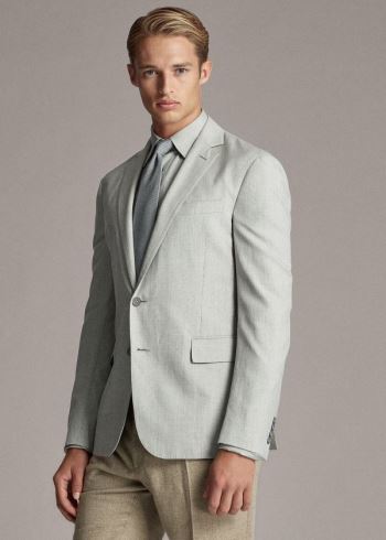 Ralph Lauren Hadley Tick-Weave Sportovní Coat Šedé Krém | pUbEabZN
