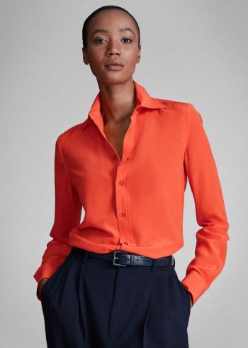 Ralph Lauren Hailey Silk Shirt Oranžové | cCZpvQev