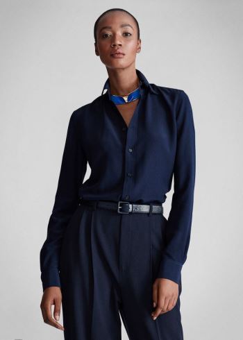 Ralph Lauren Hailey Silk Shirt Tmavě Blankyt | s6So4MT4