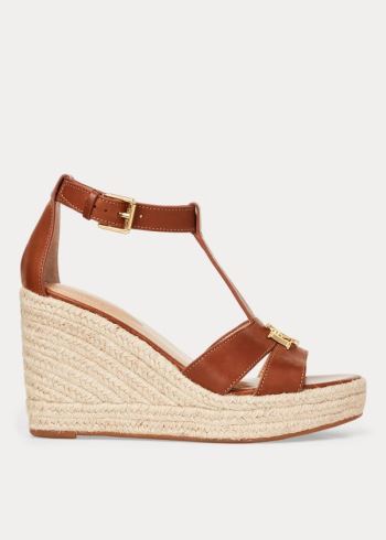 Ralph Lauren Hale Læder Sandal Tmavě Hnědé | gLfhaG02