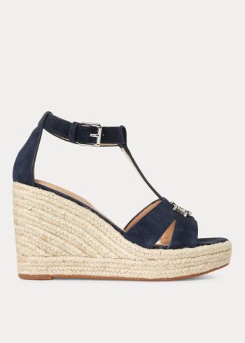 Ralph Lauren Hale Semišové Sandal Tmavě Blankyt | IkirHVCl