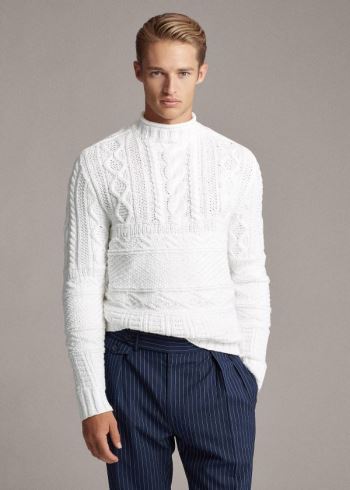Ralph Lauren Hand-Knit Bavlněné-Blend Svetrové Béžový | ZULCZE5s