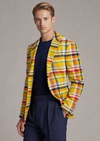 Ralph Lauren Handmade Cashmere Sportovní Coat Žluté Viacfarebný | 43gvjgJ1
