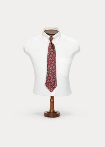 Ralph Lauren Handmade Silk Foulard Tie Vínové | n3iRKRVC