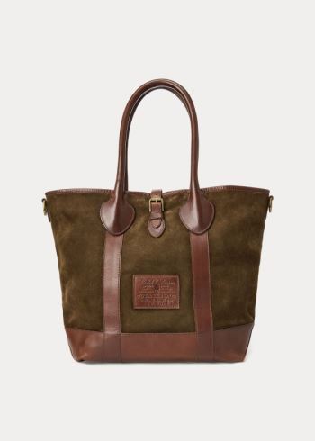 Ralph Lauren Heritage Semišové Tote Olivy Zelené | gLGYpM8f