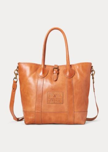 Ralph Lauren Heritage Tumbled Læder Tote Hnědé | 8gVJTixV