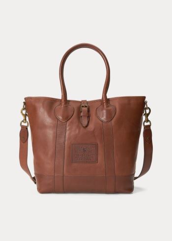 Ralph Lauren Heritage Tumbled Læder Tote Hnědé | bKle02AY