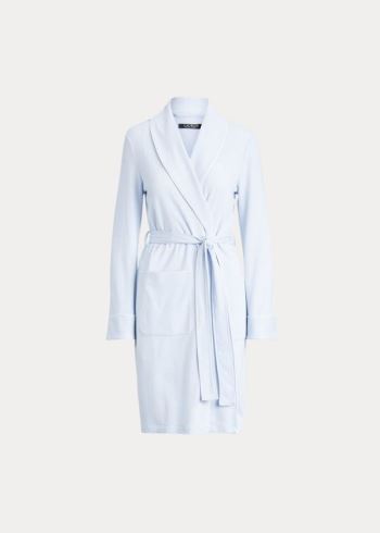 Ralph Lauren Herringbone Bavlněné-Blend Robe Blankyt | 58Q0jv0D