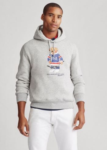 Ralph Lauren Hockey Bear Fleece Hoodie Šedé | J10546ZD