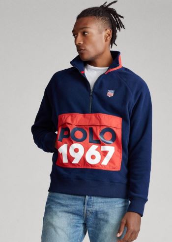 Ralph Lauren Hybridní Half-Zip Jacket Tmavě Blankyt | dzSASrMY