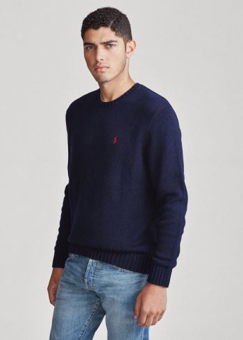Ralph Lauren Iconic Bavlněné Crewneck Svetrové Tmavě Blankyt | lHHA5RFv