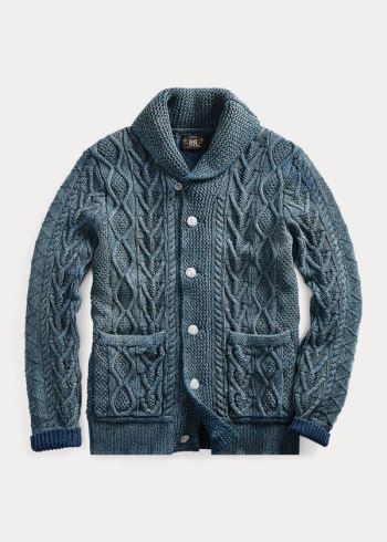 Ralph Lauren Indigo Aran Bavlněné Cardigan Indigo | OO4IILVL