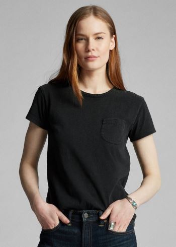 Ralph Lauren Indigo Bavlněné Pocket T-Shirt Černé Bílé | YZP7h4lD