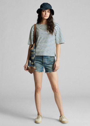 Ralph Lauren Indigo-Stripe Boatneck Top Tmavě Blankyt Indigo | oJaNgYHz