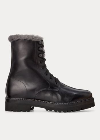 Ralph Lauren Jenkins Shearling-Podšité Boot Černé | STLzqQ3V