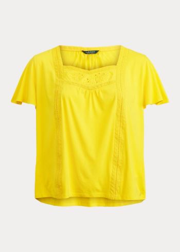 Ralph Lauren Jersey Flutter-Sleeve Top Žluté | tLGOBTwm