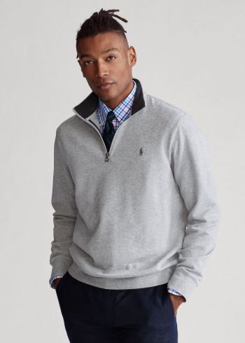 Ralph Lauren Jersey Half-Zip Pullover Šedé Tmavě Blankyt | v7HeZqmn