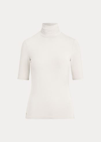Ralph Lauren Jersey Turtleneck Top Krém | V8g3RrRR