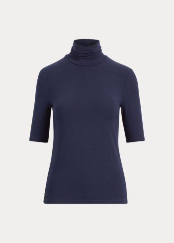 Ralph Lauren Jersey Turtleneck Top Tmavě Blankyt | 0FPF8QMb